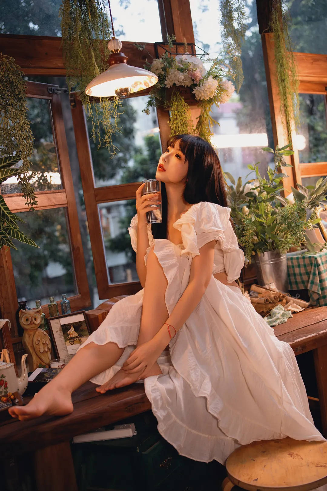 Lightweight wedding dress, White dress cosplay, French style girl, Window photography, White moonlight dress - Image 4