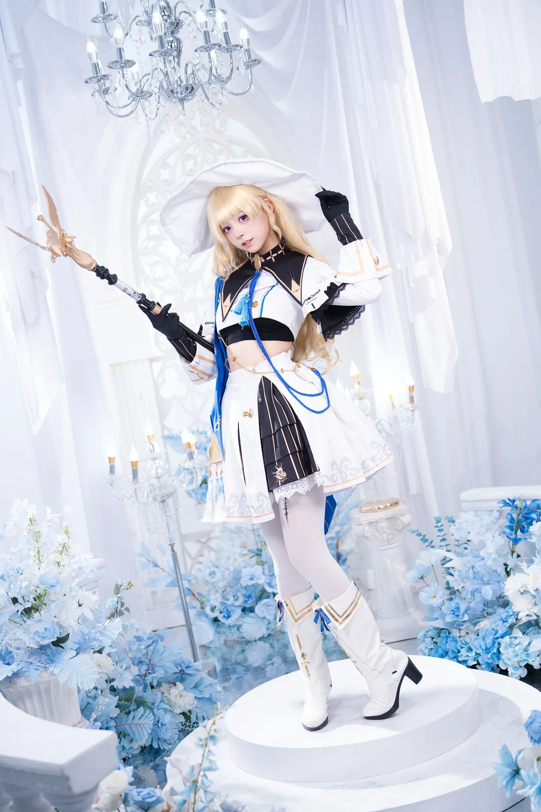 菲比cos, cosplay, 摄影棚拍, 白丝袜, 蓝白配 - 第2张