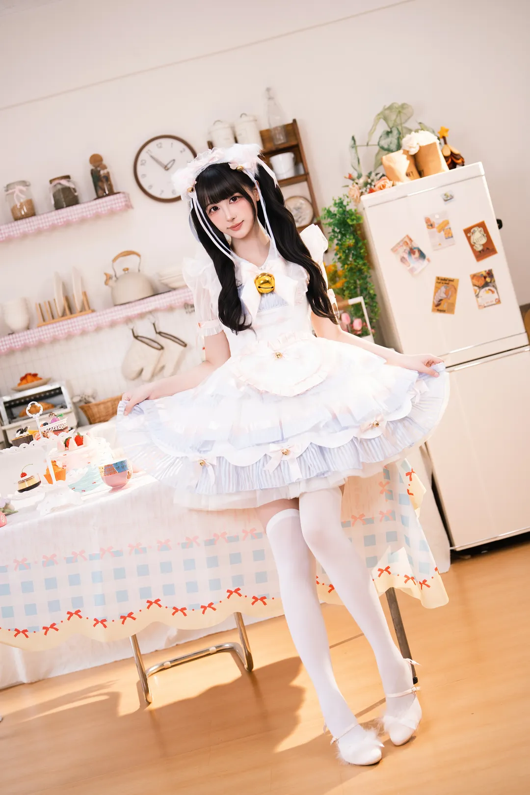 写真作品, 室内写真, 白ニーソコーデ, メイドコスプレ, 猫娘コスプレ