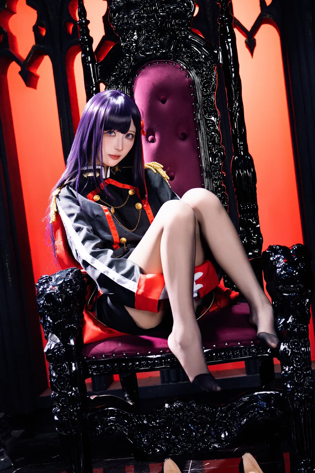 哥特风, 丝袜, 山城恋cos, 军装风cosplay, 女王气场