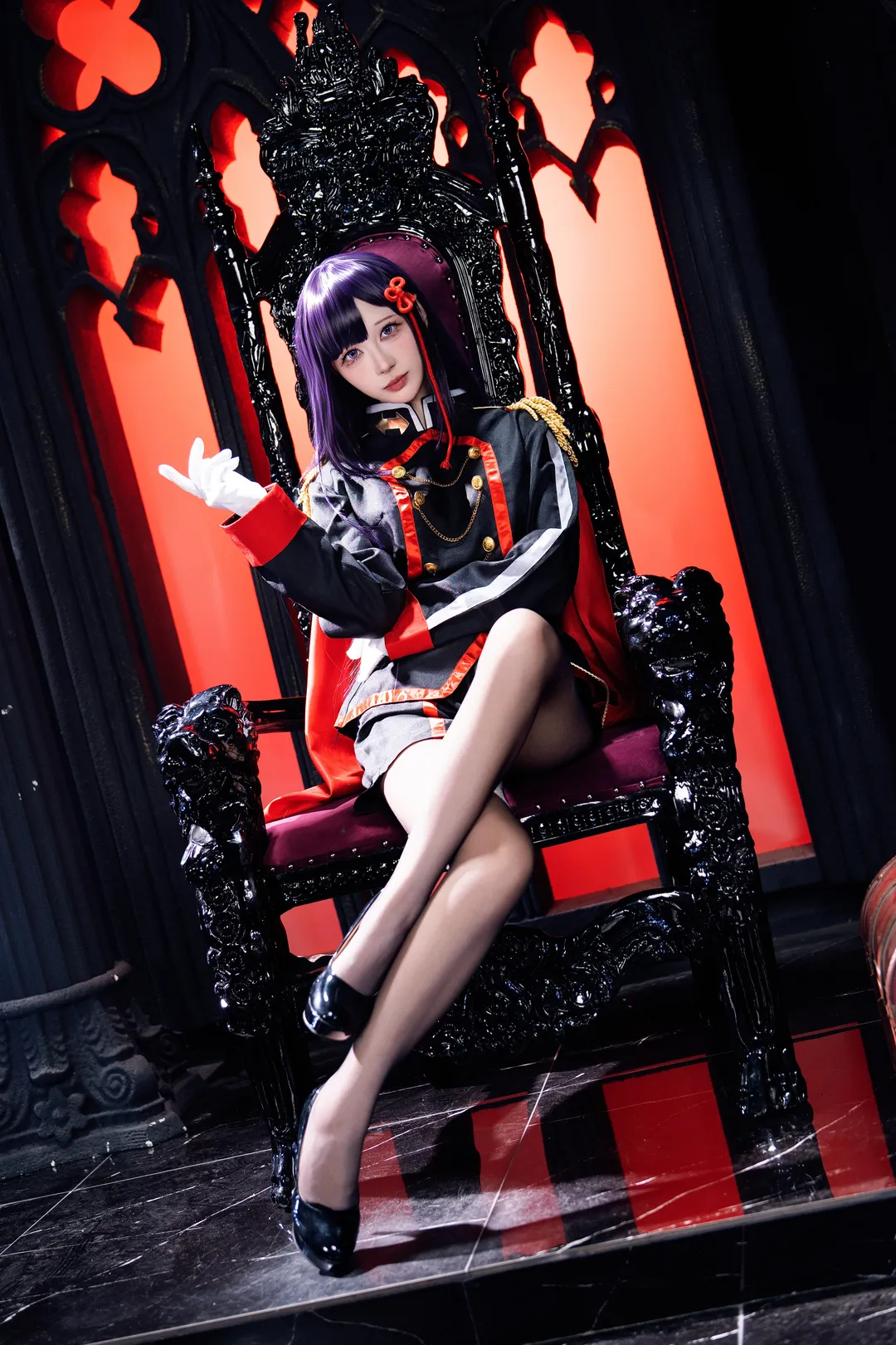 哥特风, 丝袜, 山城恋cos, 军装风cosplay, 女王气场 - 第2张