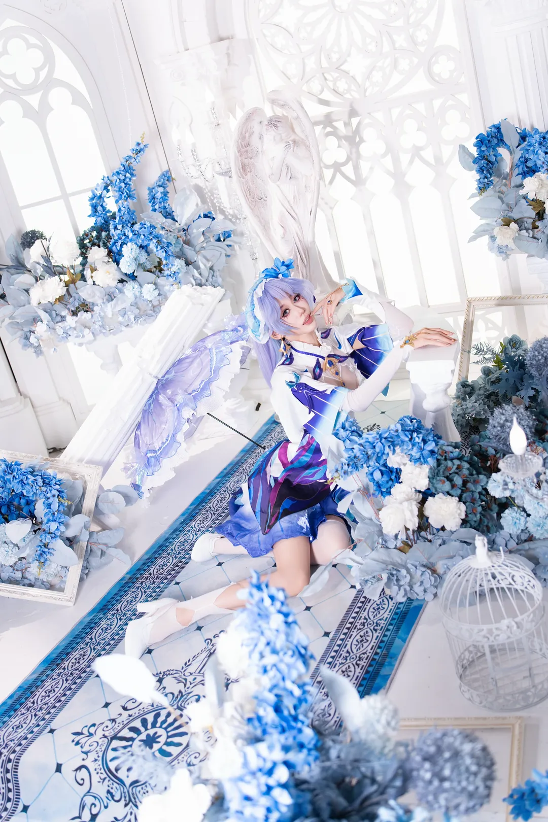 cosplay, 女仆装, 蓝白色系, 白色丝袜, 可爱男cos - 第2张
