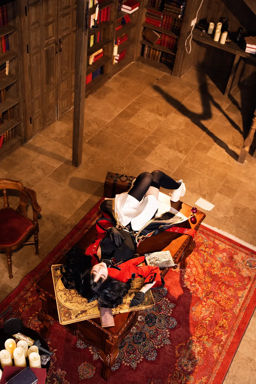 二次元cosplay, 远坂凛cos, 复古风cos, 摄影写真, 黑丝穿搭cos - 第2张