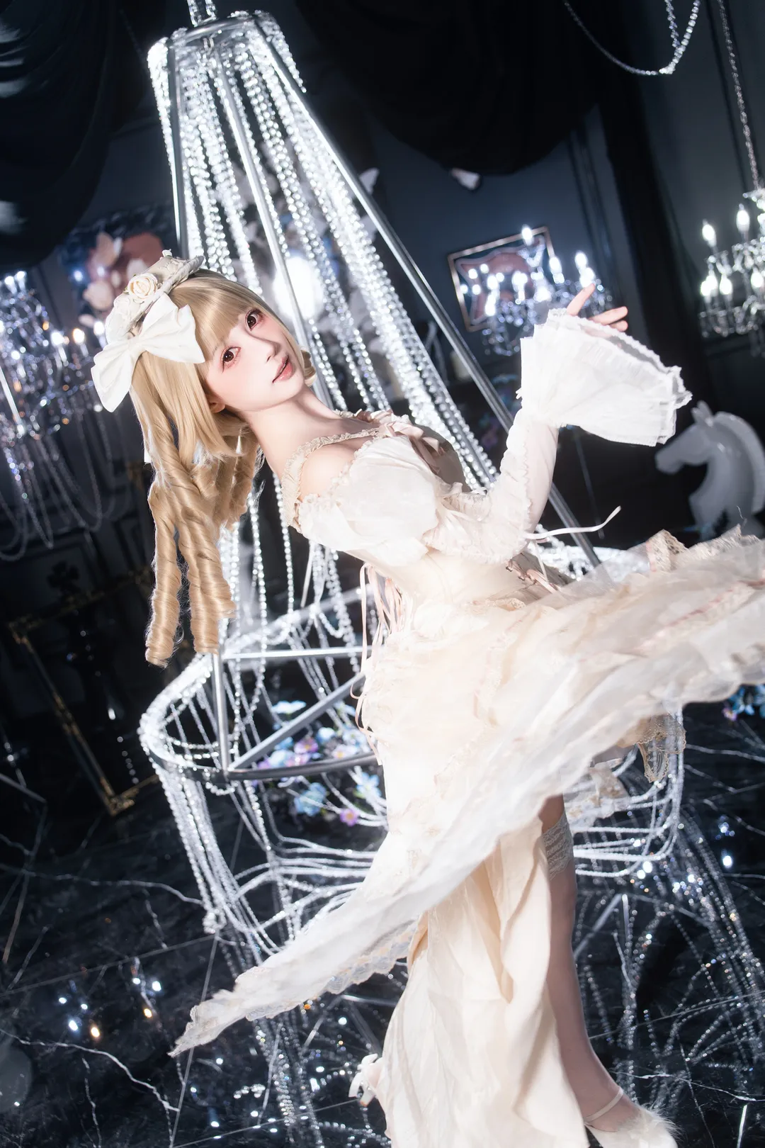 二次元摄影, 白丝, 洋装cosplay, 金发洋装, 水晶秋千 - 第4张