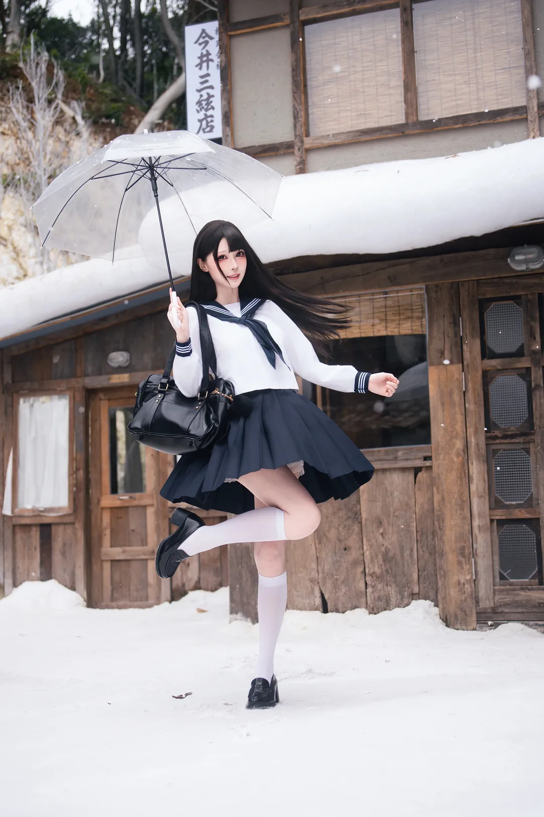 cosplay, JK制服, 白絲, 雪景寫真, 初雪穿搭