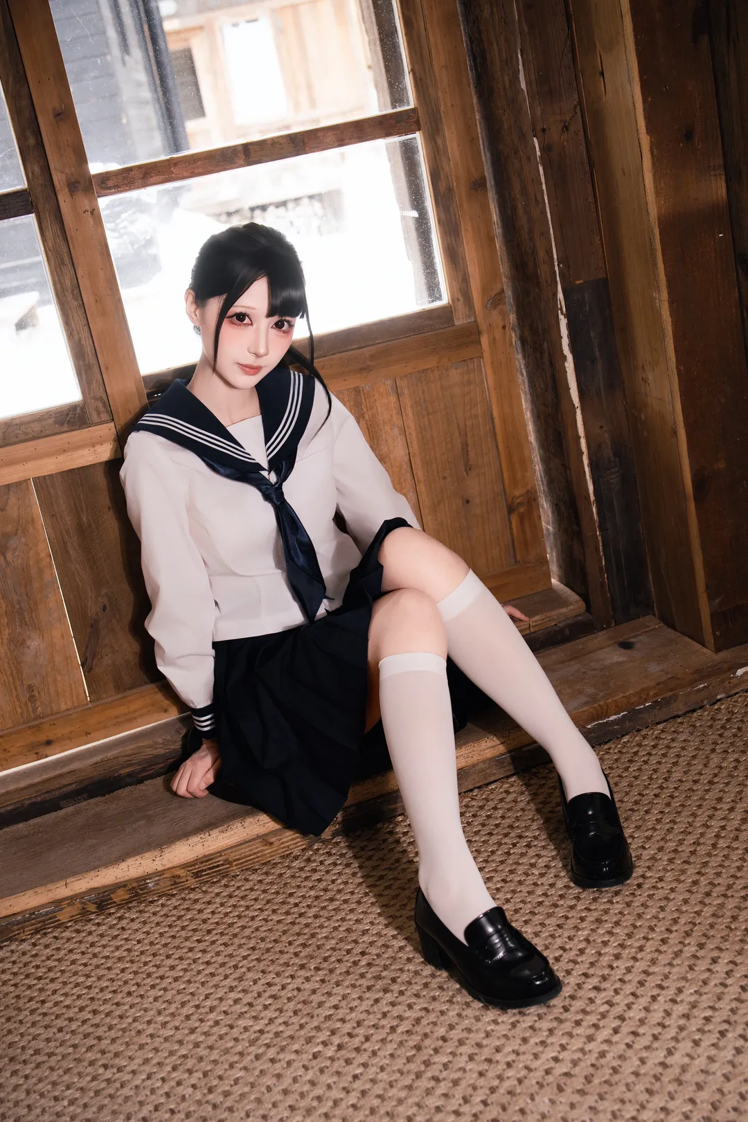 コスプレ, 二次元撮影, 白ストッキング, JK制服, 日本風写真