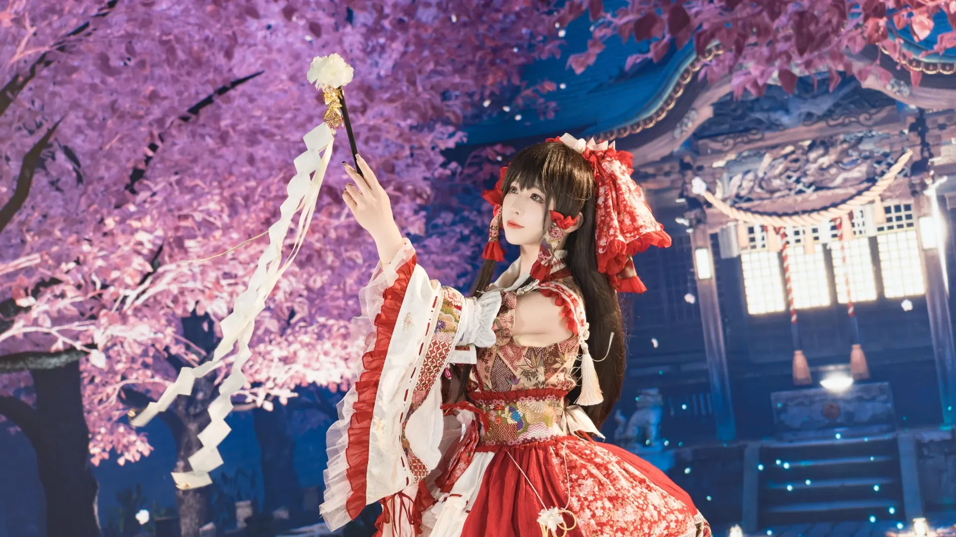 cosplay, 博丽灵梦cos, 东方project, 巫女, 白丝 - 第3张
