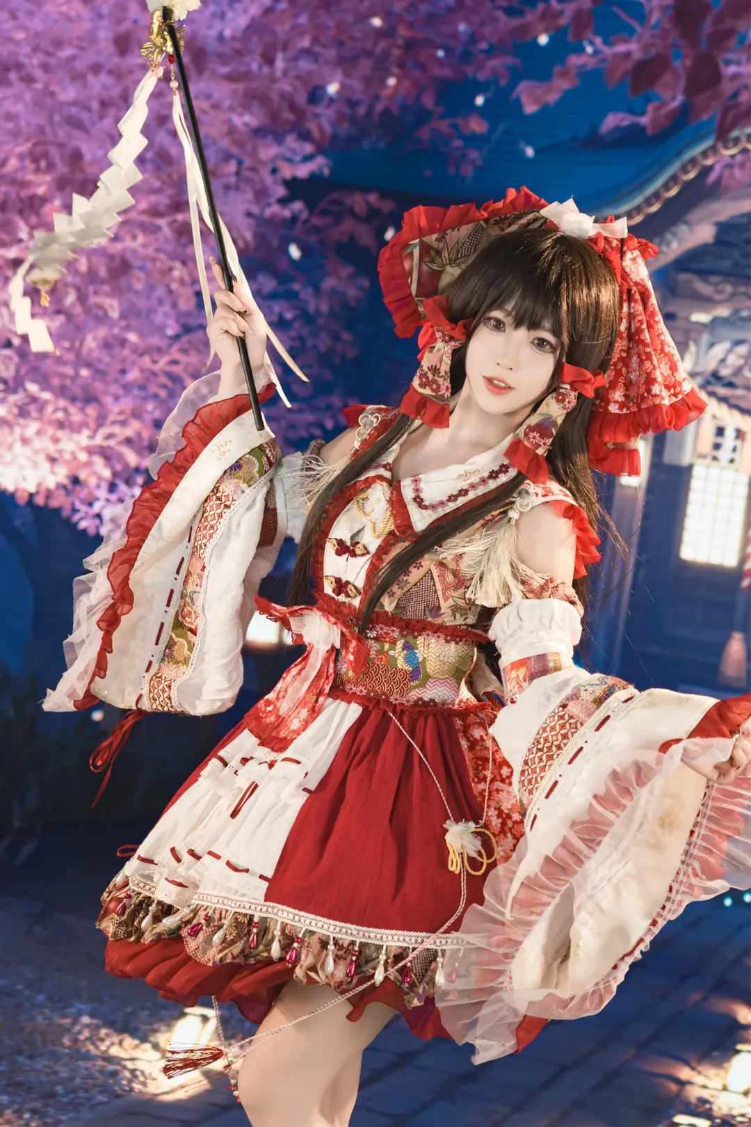 cosplay, 博丽灵梦cos, 东方project, 巫女, 白丝 - 第4张
