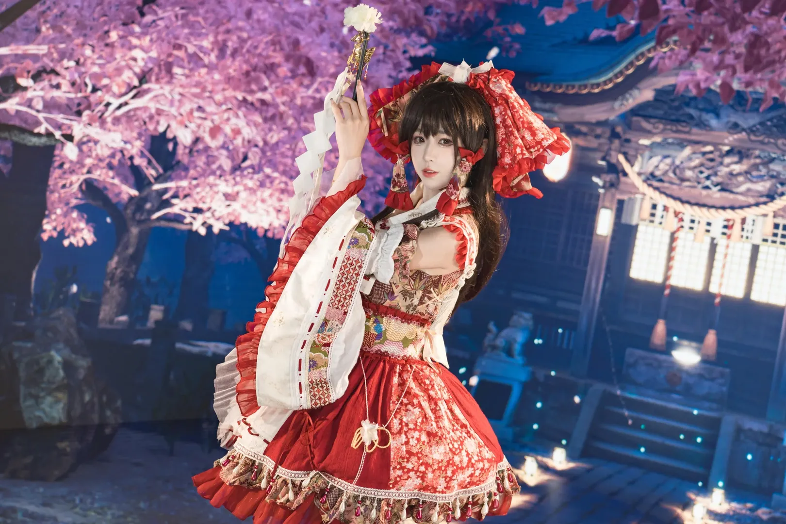 cosplay, 博丽灵梦cos, 东方project, 巫女, 白丝 - 第5张
