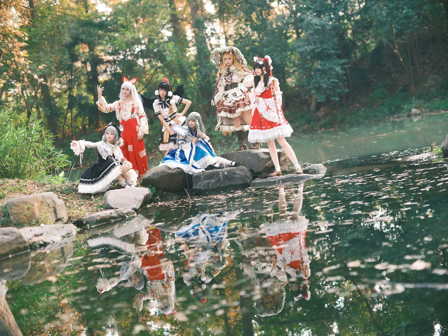 博丽灵梦cos, 东方project, 魔理沙cos, cosplay丝袜, 娜兹玲cos