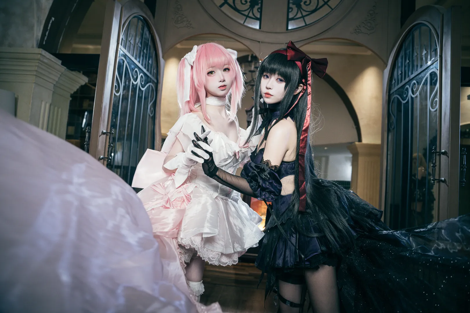 鹿目圆cos, 魔法少女小圆, 丝袜穿搭, 双人cosplay, 晓美焰cos - 第2张