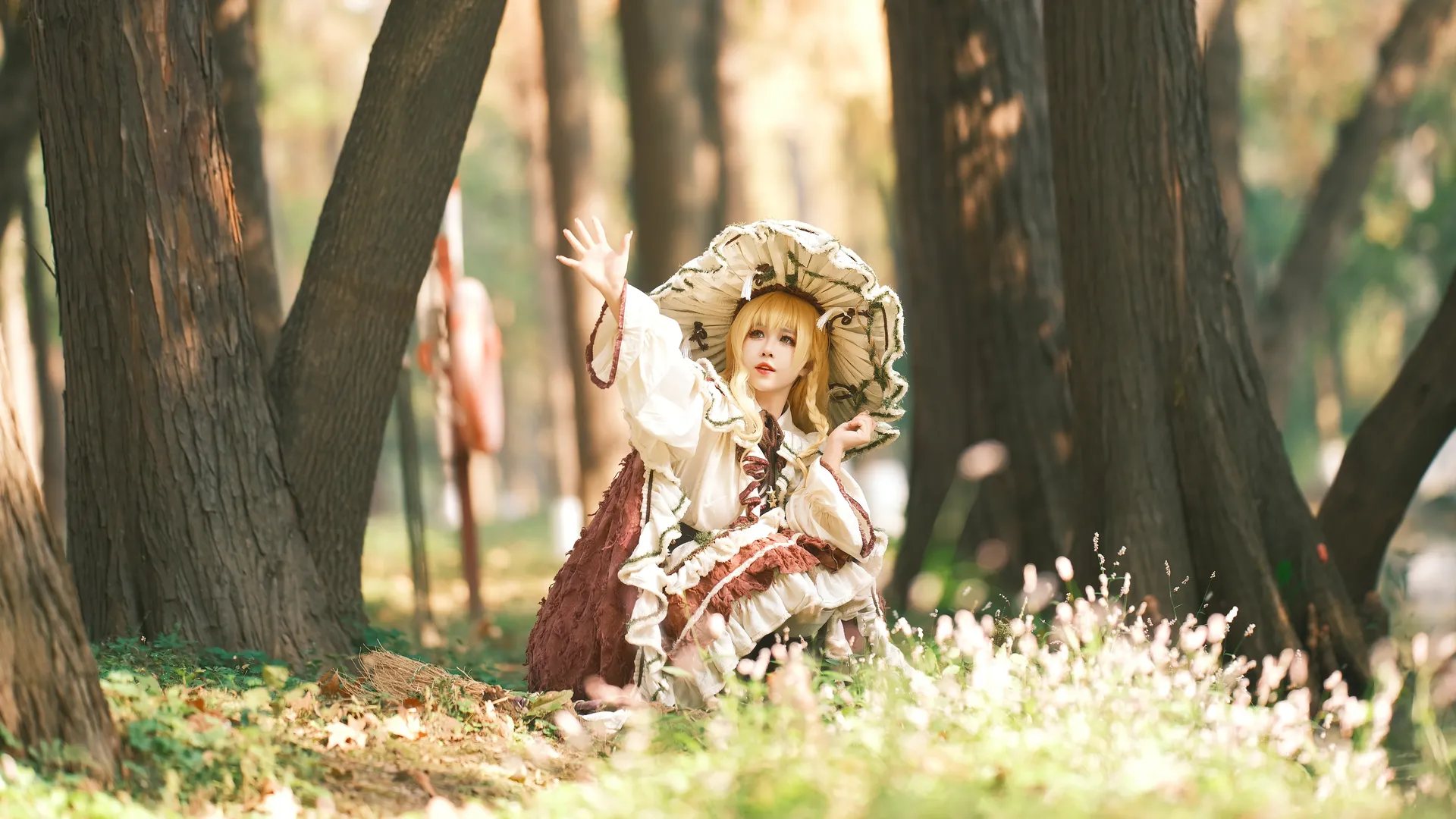 东方Project, 雾雨魔理沙cos, cosplay摄影, 秋日外景, 白丝长筒袜 - 第3张