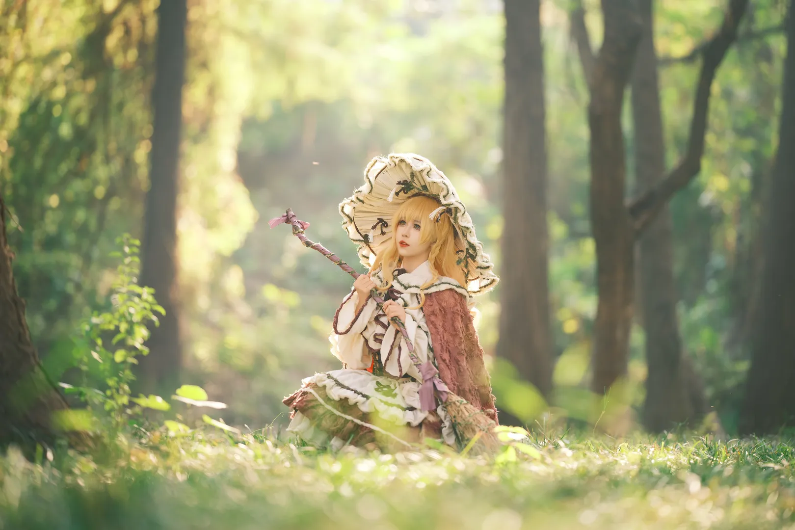 东方Project, 雾雨魔理沙cos, cosplay摄影, 秋日外景, 白丝长筒袜 - 第6张