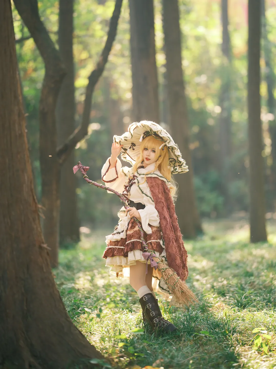 东方Project, 雾雨魔理沙cos, cosplay摄影, 秋日外景, 白丝长筒袜 - 第7张