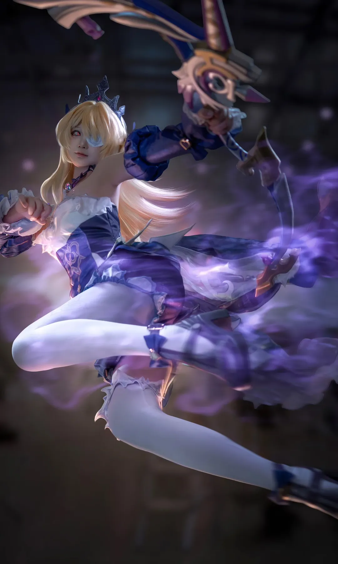原神, 菲谢尔cos, 原神摄影, 白丝长袜, cosplay动作