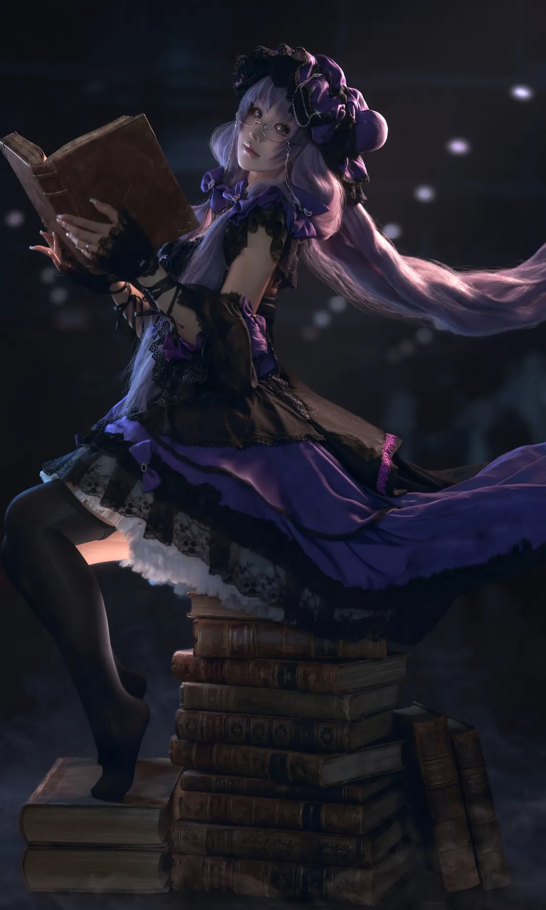 东方project, 帕秋莉cos, 哥特风cos, 黑丝cos, 魔女cosplay