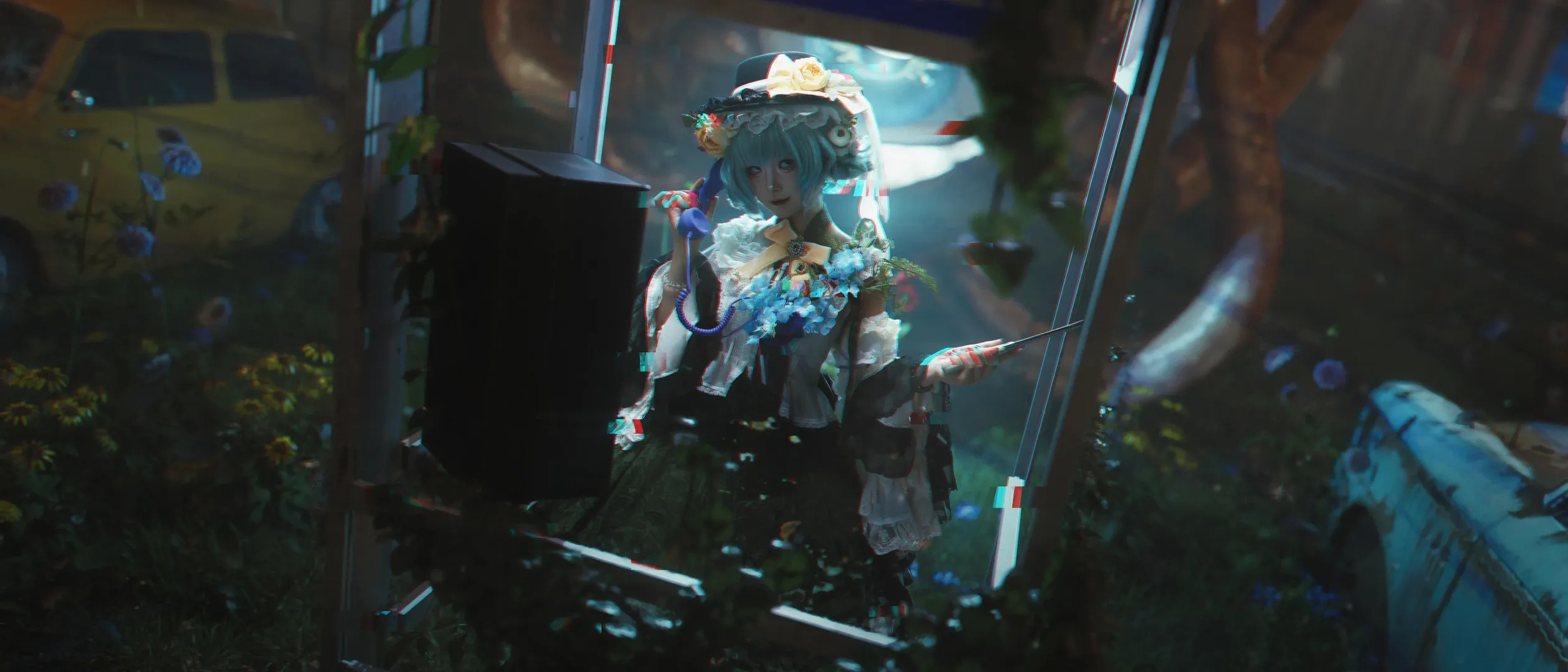 东方project, 氛围感摄影, 古明地恋cos, 暗黑童话, 废弃电话亭 - 第2张