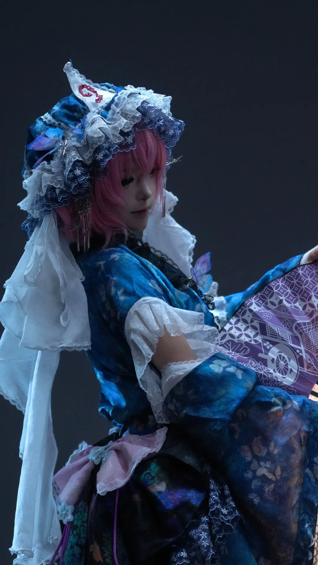 東方project, 西行寺幽幽子cos, 暗調攝影, 白絲穿搭, 和風cosplay - 第2張