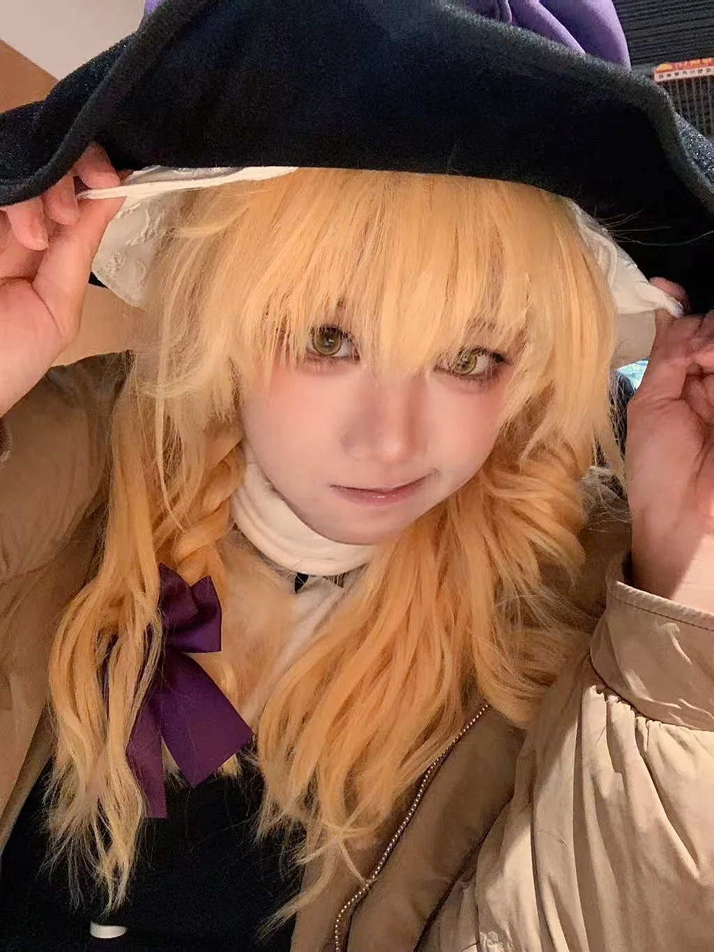 东方project, 雾雨魔理沙cos, 漫展准备, 金色假发, cosplay翻车