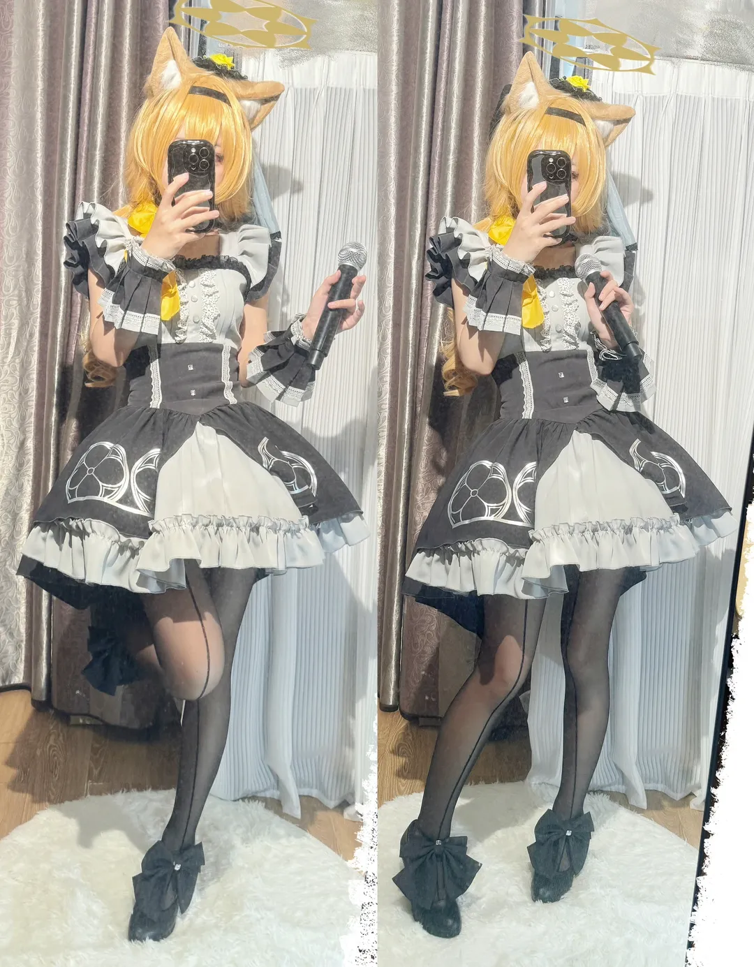 Blue Archive, Maid outfit, Iochi Mari cosplay, Black tights outfit, Kemonomimi cosplay