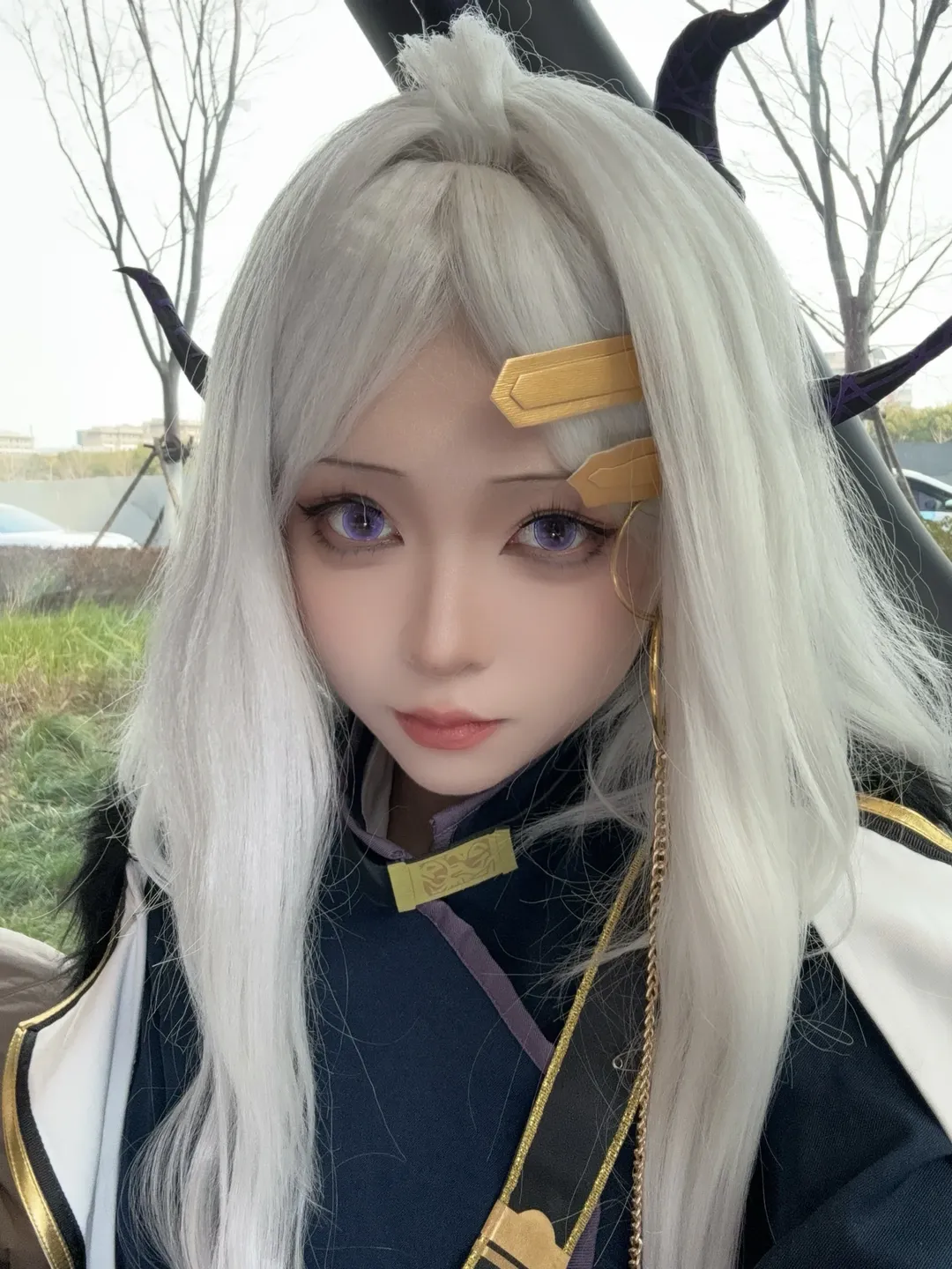 蔚蓝档案, 空崎日奈cos, 白毛造型, cosplay还原, 紫瞳美瞳