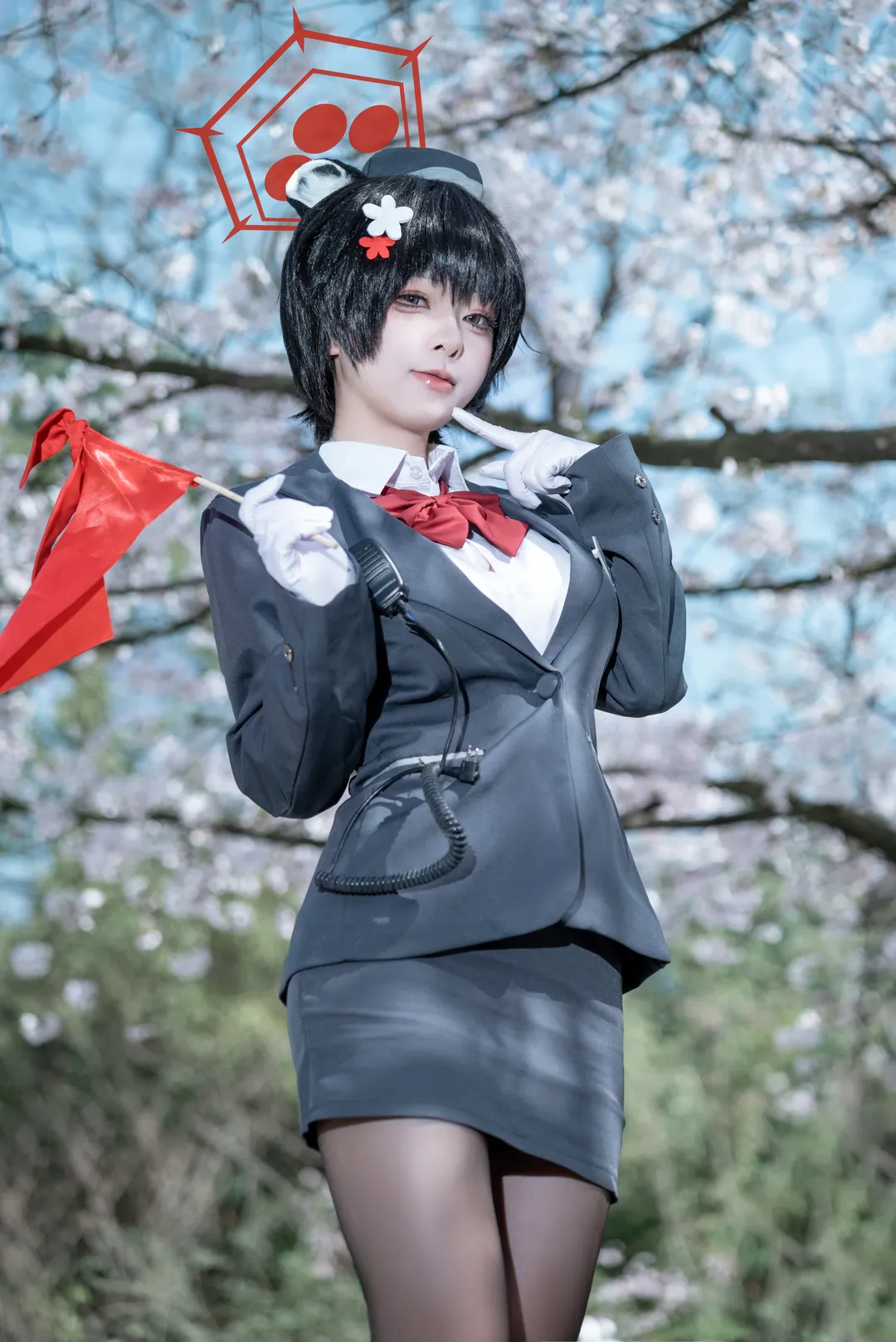 蔚蓝档案, 制服cosplay, 黑丝穿搭, 春日椿cos, 樱花写真 - 第1张