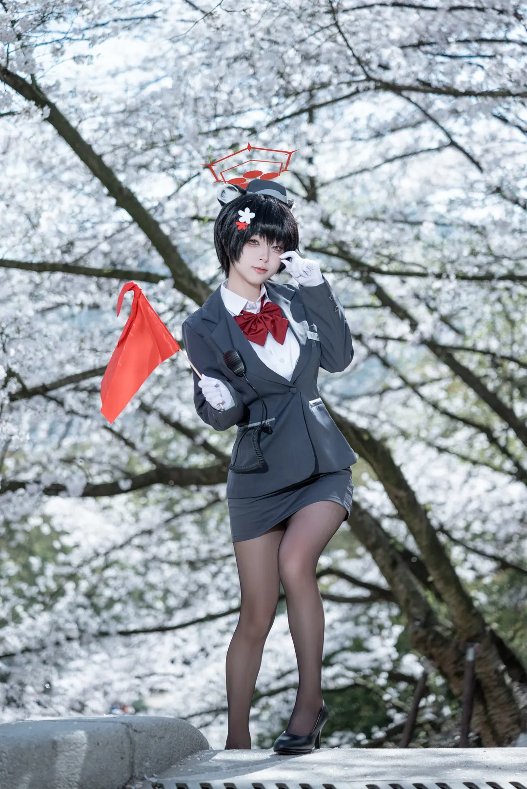 ブルーアーカイブ, 制服コスプレ, 黒タイツ コーデ, 春日ツバキ コスプレ, 桜フォトグラフ