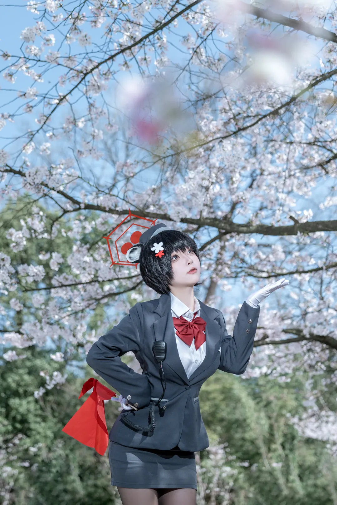 蔚蓝档案, 制服cosplay, 黑丝穿搭, 春日椿cos, 樱花写真 - 第3张