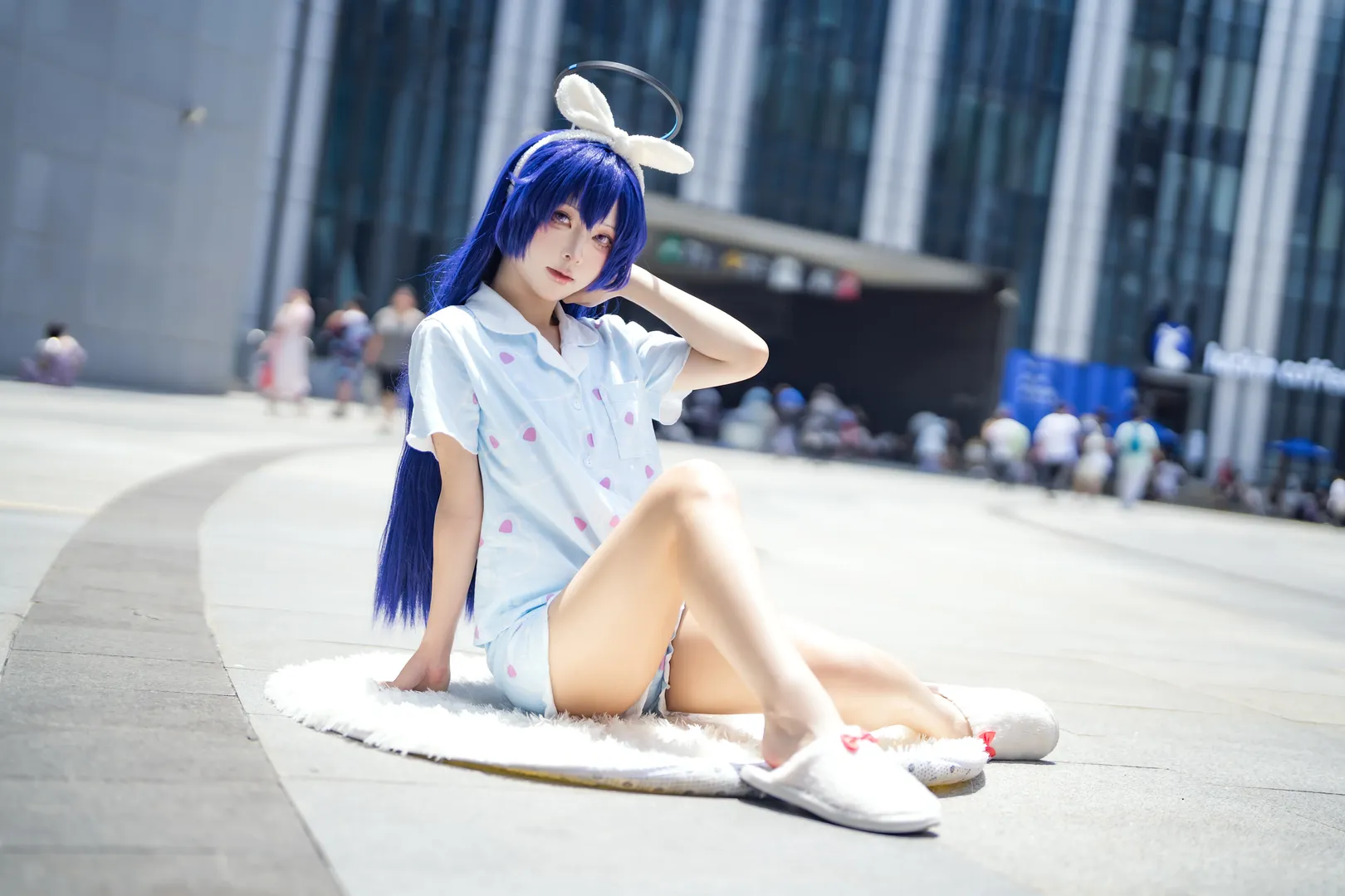 蔚蓝档案, 漫展摄影, 睡衣cosplay, 早濑优香cos, 蓝发cos - 第2张