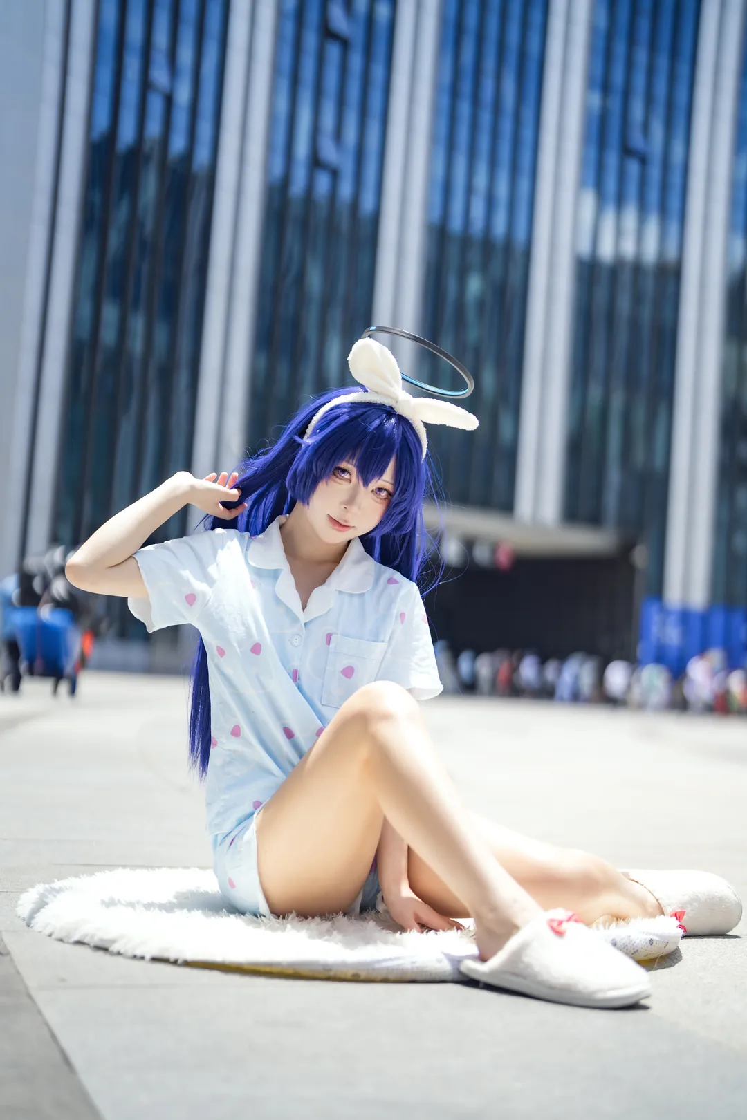 蔚蓝档案, 漫展摄影, 睡衣cosplay, 早濑优香cos, 蓝发cos