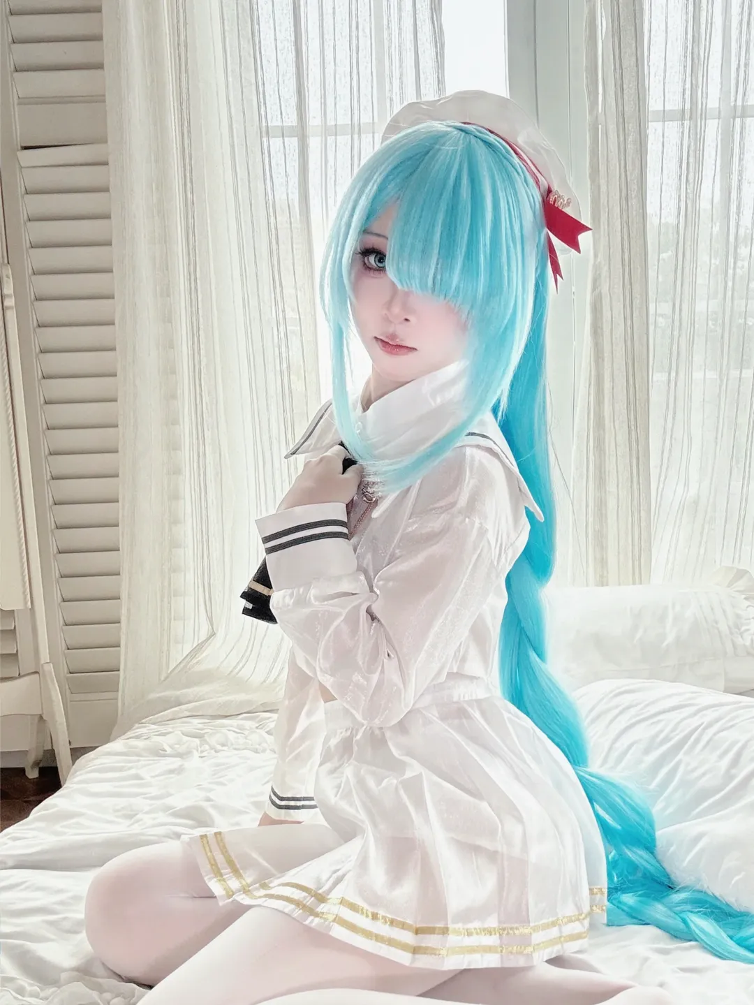 碧蓝航线, 雅努斯cos, 二次元写真, 白丝cosplay, 水手服cos - 第1张