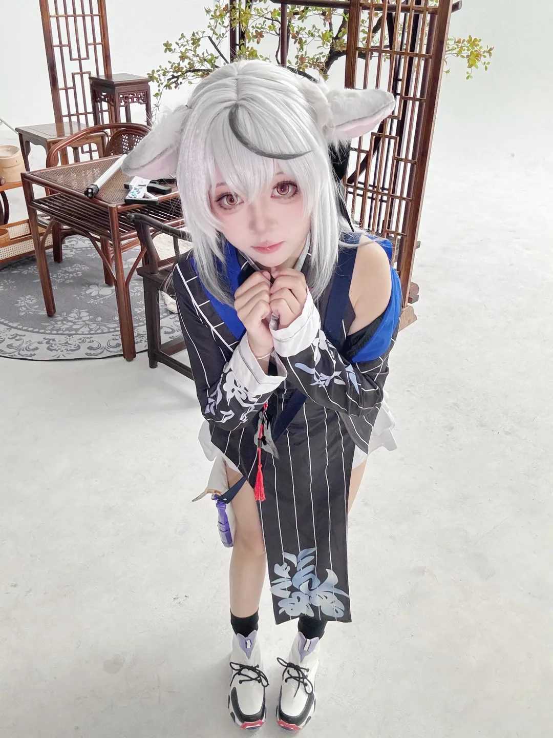 二次元少女, 蔚蓝档案, cosplay正片, 银发兽耳, 春园心奈cos - 第4张