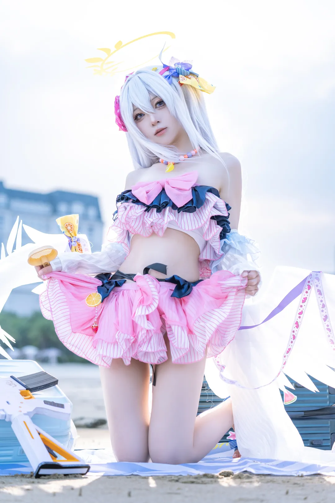 蔚蓝档案, 白洲梓cos, cosplay日常, 夏日泳装cos, 沙滩写真