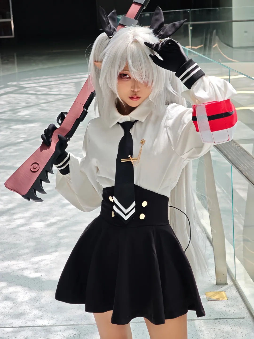 蔚蓝档案, cosplay分享, 战术风穿搭, 黑丝长袜, 银镜伊织cos - 第2张