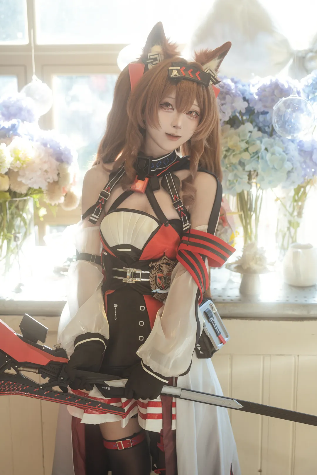 二次元cosplay, 明日方舟, 战术少女, 安洁莉娜cos, 黑丝连裤袜 - 第2张