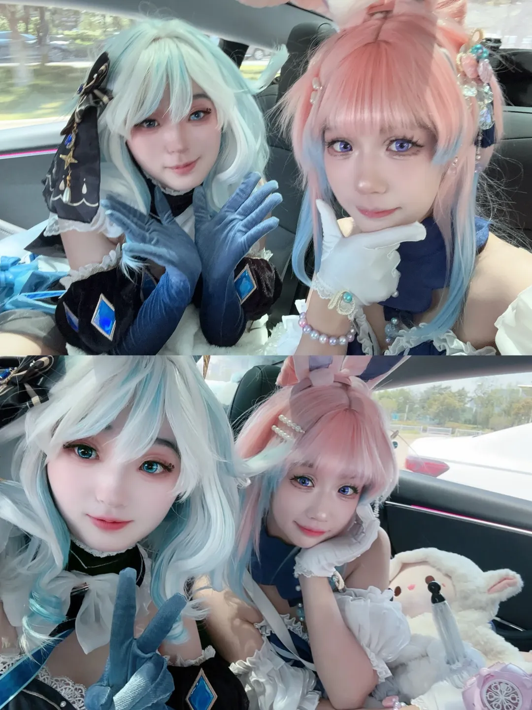 原神, 双人cos, 芙宁娜cos, 心海cos, 车内自拍