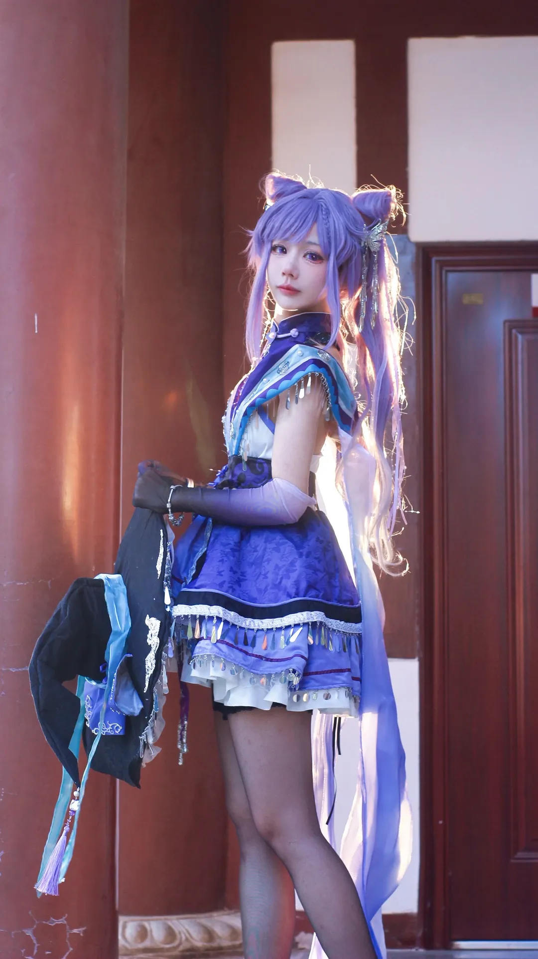 原神, 刻晴cos, cosplay分享, 黑丝穿搭, 魔女同人 - 第3张