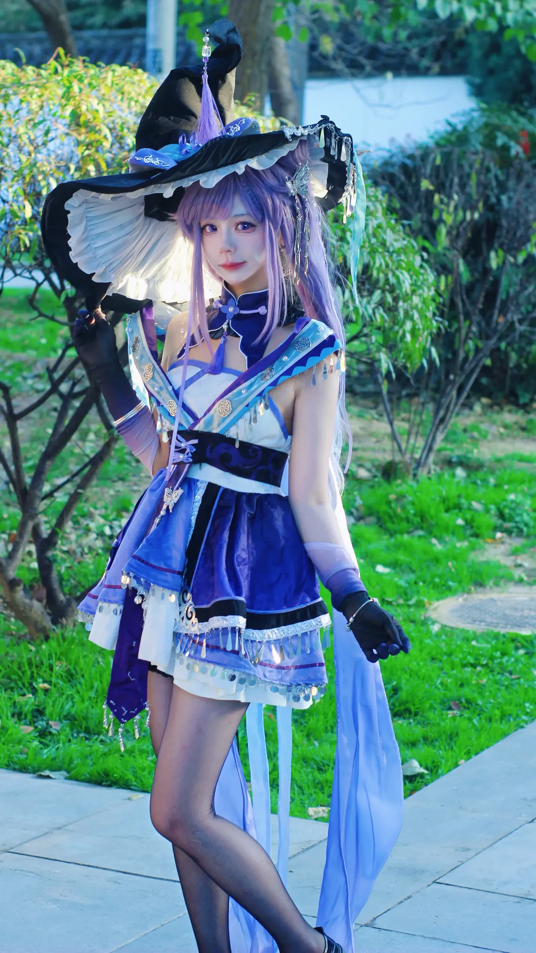 原神, 刻晴cos, cosplay分享, 黑丝穿搭, 魔女同人 - 第4张