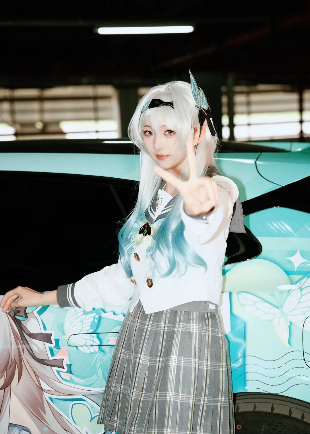 崩坏星穹铁道, 流萤cos, cosplay穿搭, 痛车摄影, 银白发JK - 第4张