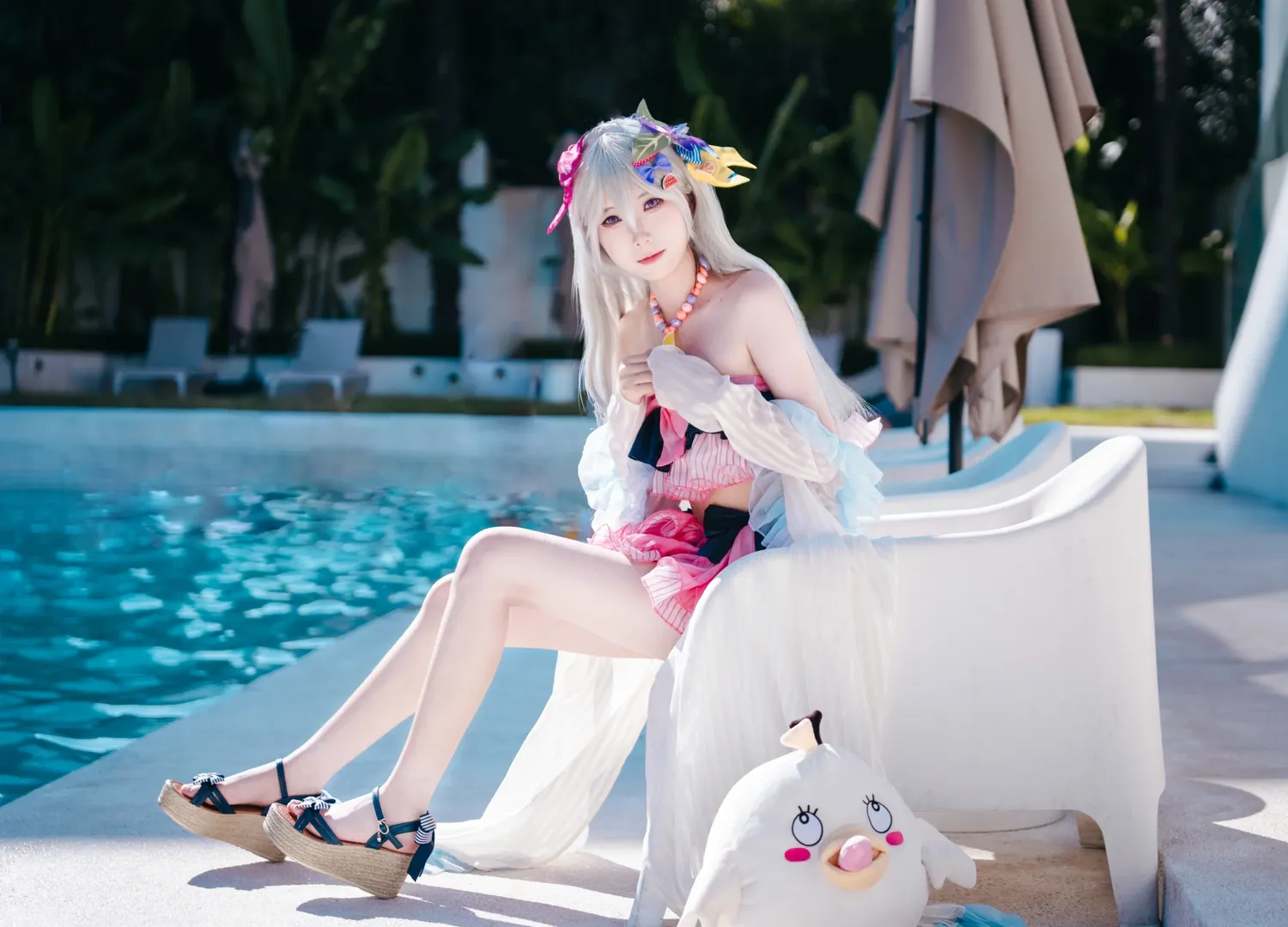 蔚蓝档案, 夏日写真, 白洲梓cos, 泳池cosplay, 宫子摄影