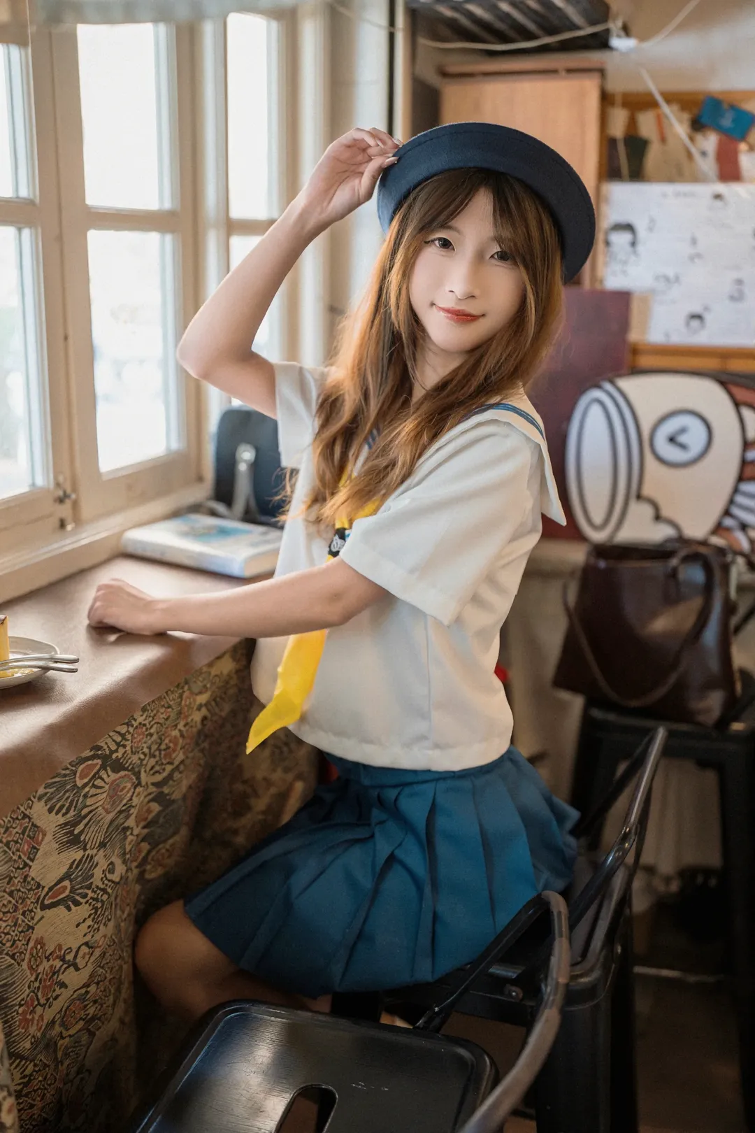 jk制服, 日系写真, 水手服cos, 中山探店, 咖啡店拍照 - 第11张