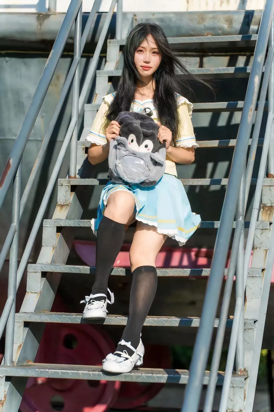 JK制服, 黒ストッキング, 日系写真, 二次元ポートレート, 岐江公園 - 1枚目