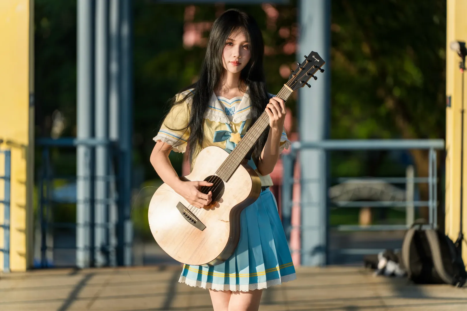 JK制服, 黒ストッキング, 日系写真, 二次元ポートレート, 岐江公園 - 2枚目