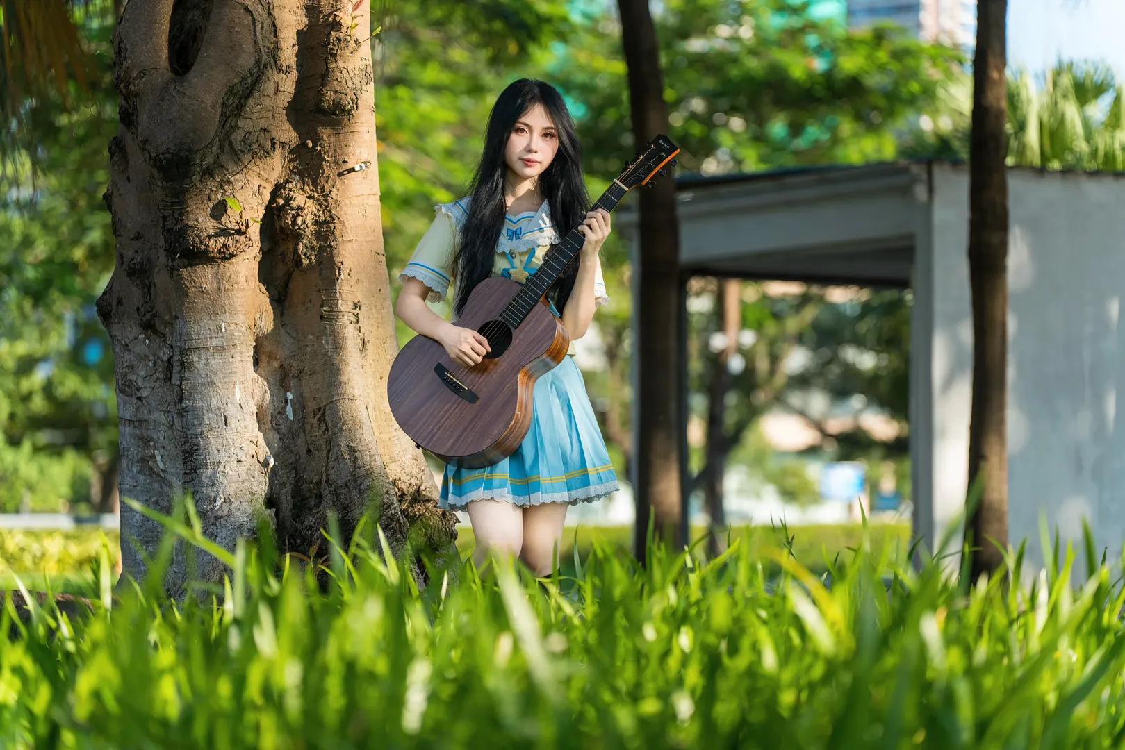 JK制服, 黒ストッキング, 日系写真, 二次元ポートレート, 岐江公園 - 4枚目