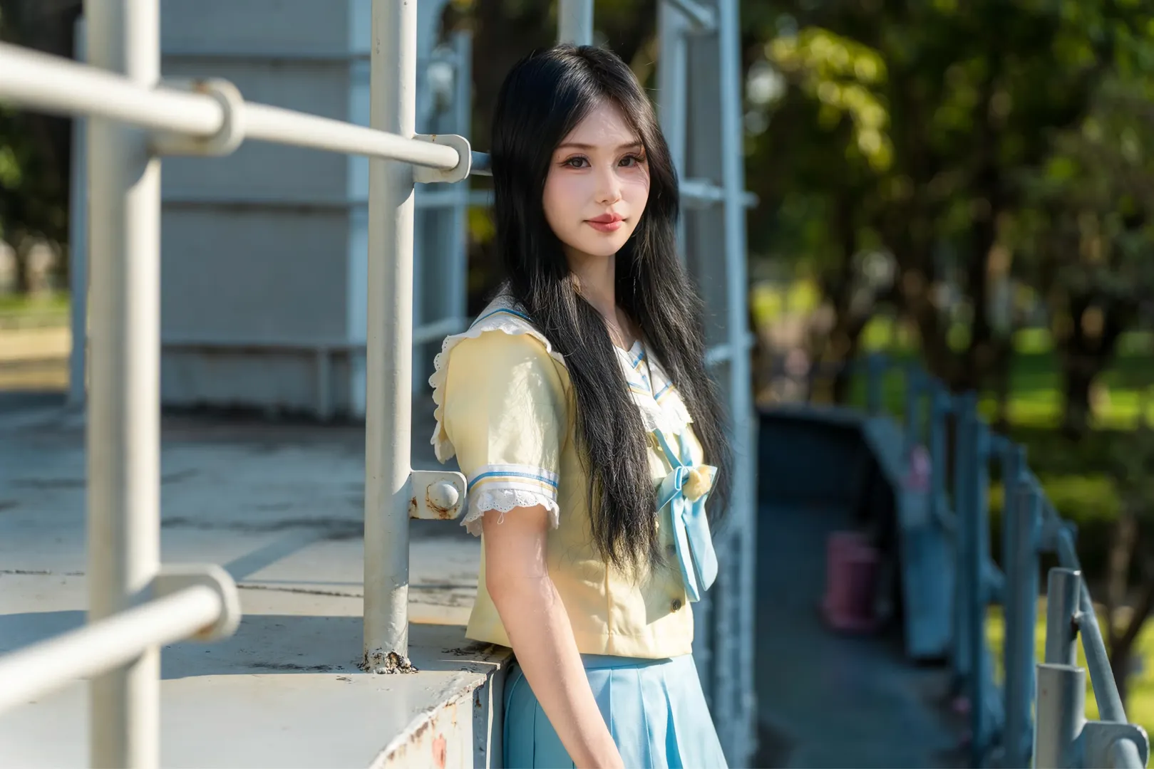 JK制服, 黒ストッキング, 日系写真, 二次元ポートレート, 岐江公園 - 7枚目