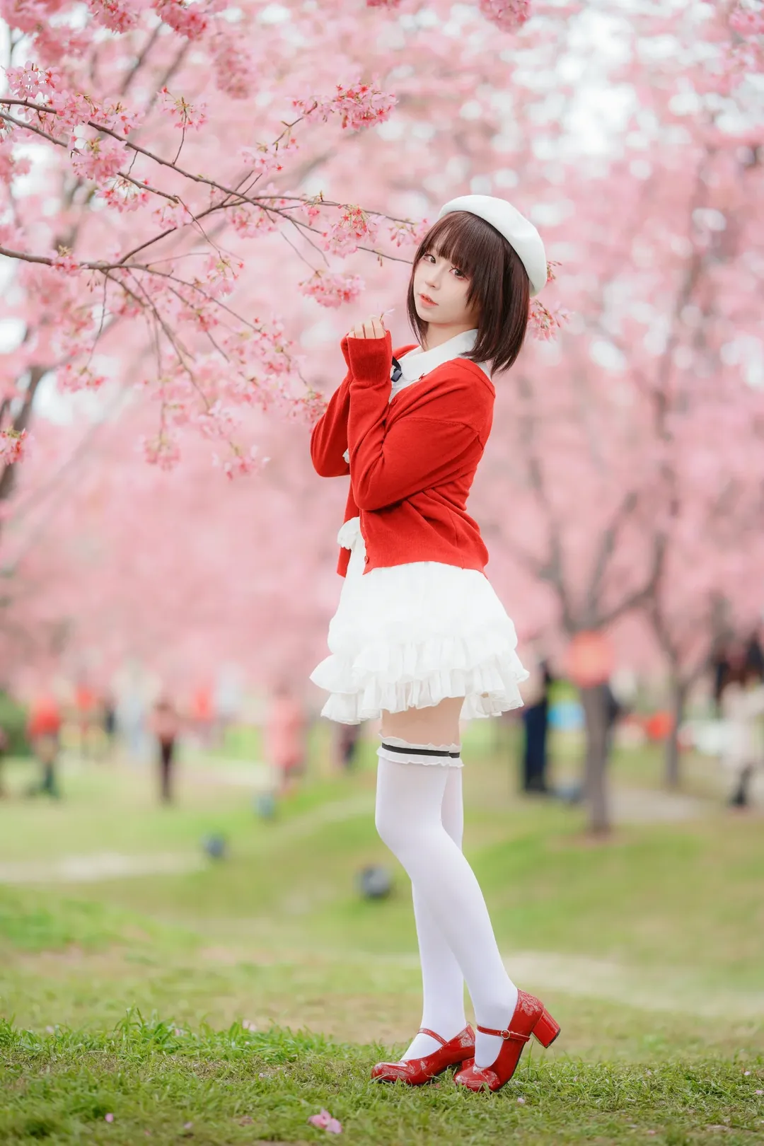 人像摄影, 白丝, 加藤惠cos, 路人女主的养成方法, 樱花写真 - 第4张