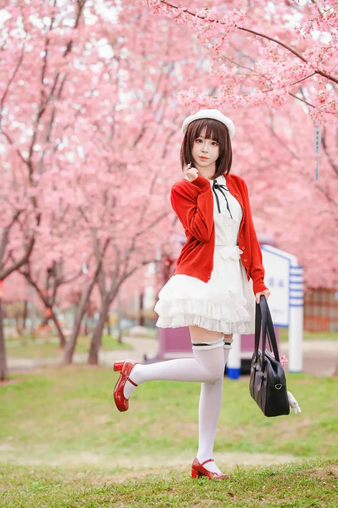 人像摄影, 白丝, 加藤惠cos, 路人女主的养成方法, 樱花写真 - 第6张
