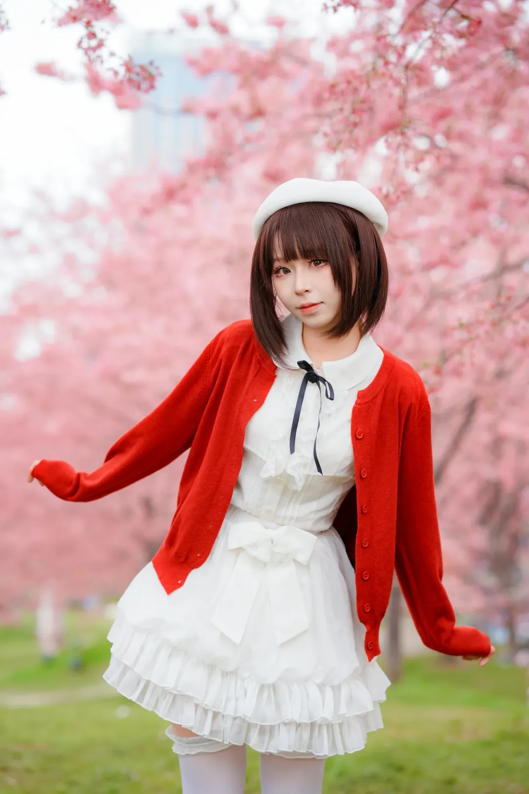 人像摄影, 白丝, 加藤惠cos, 路人女主的养成方法, 樱花写真 - 第8张
