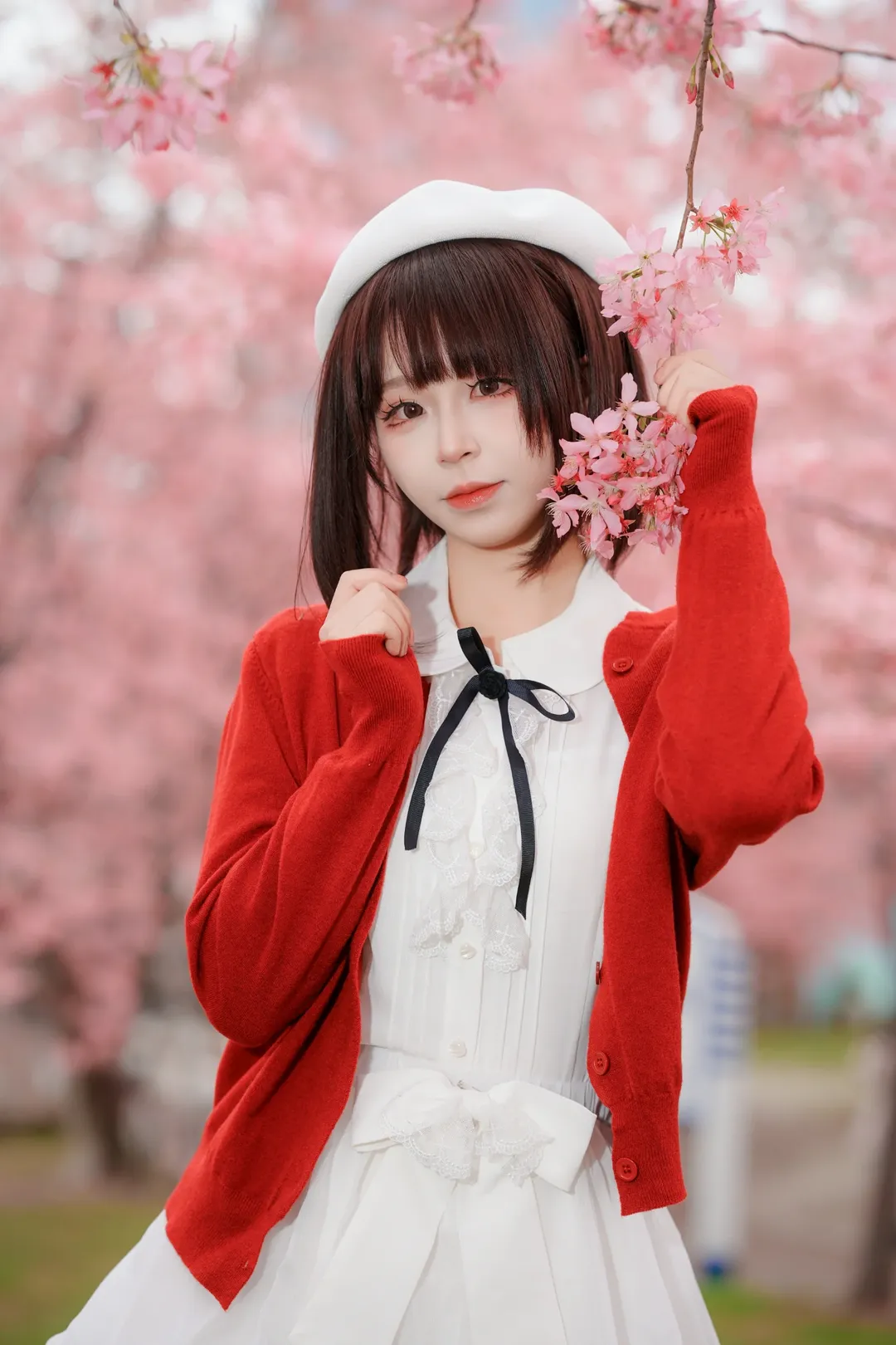 人像摄影, 白丝, 加藤惠cos, 路人女主的养成方法, 樱花写真 - 第9张