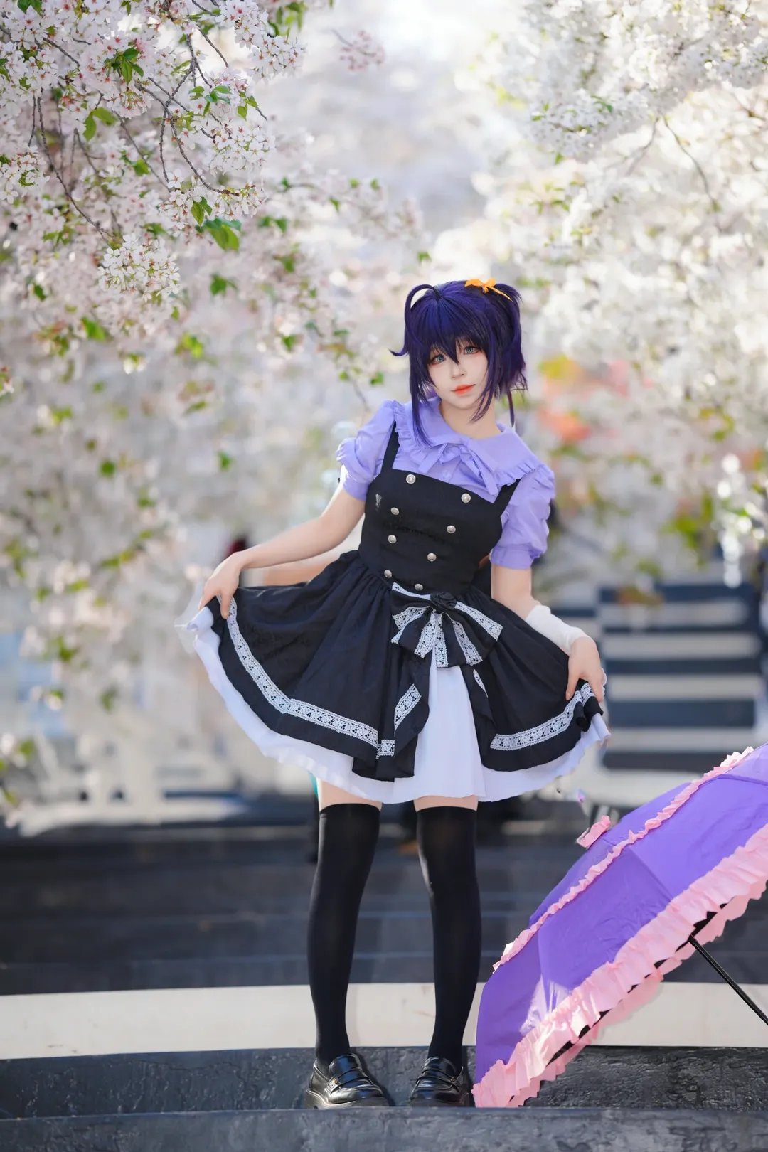 二次元撮影, 黒ストッキング, 成都での撮影依頼, 六花 コスプレ, 桜のロケ撮 - 10枚目